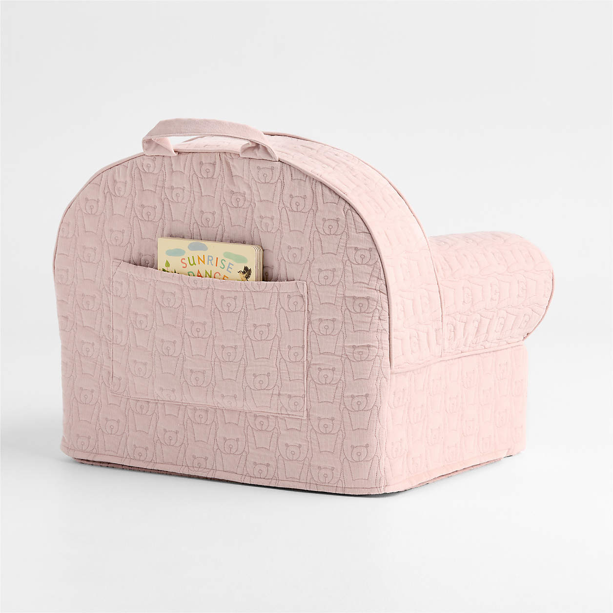 Rose Pink Cotton Quilted Corduroy Kids Lounge Chair