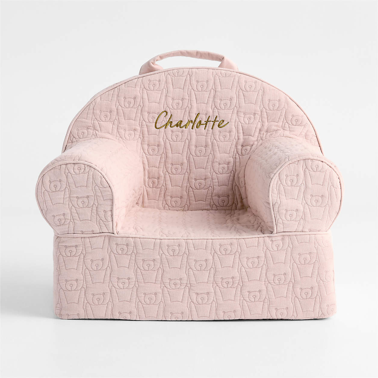 Rose Pink Cotton Quilted Corduroy Kids Lounge Chair