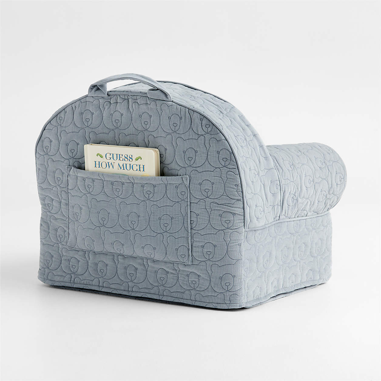Henry Mist Grey Cotton Quilted Corduroy Kids Lounge Chair