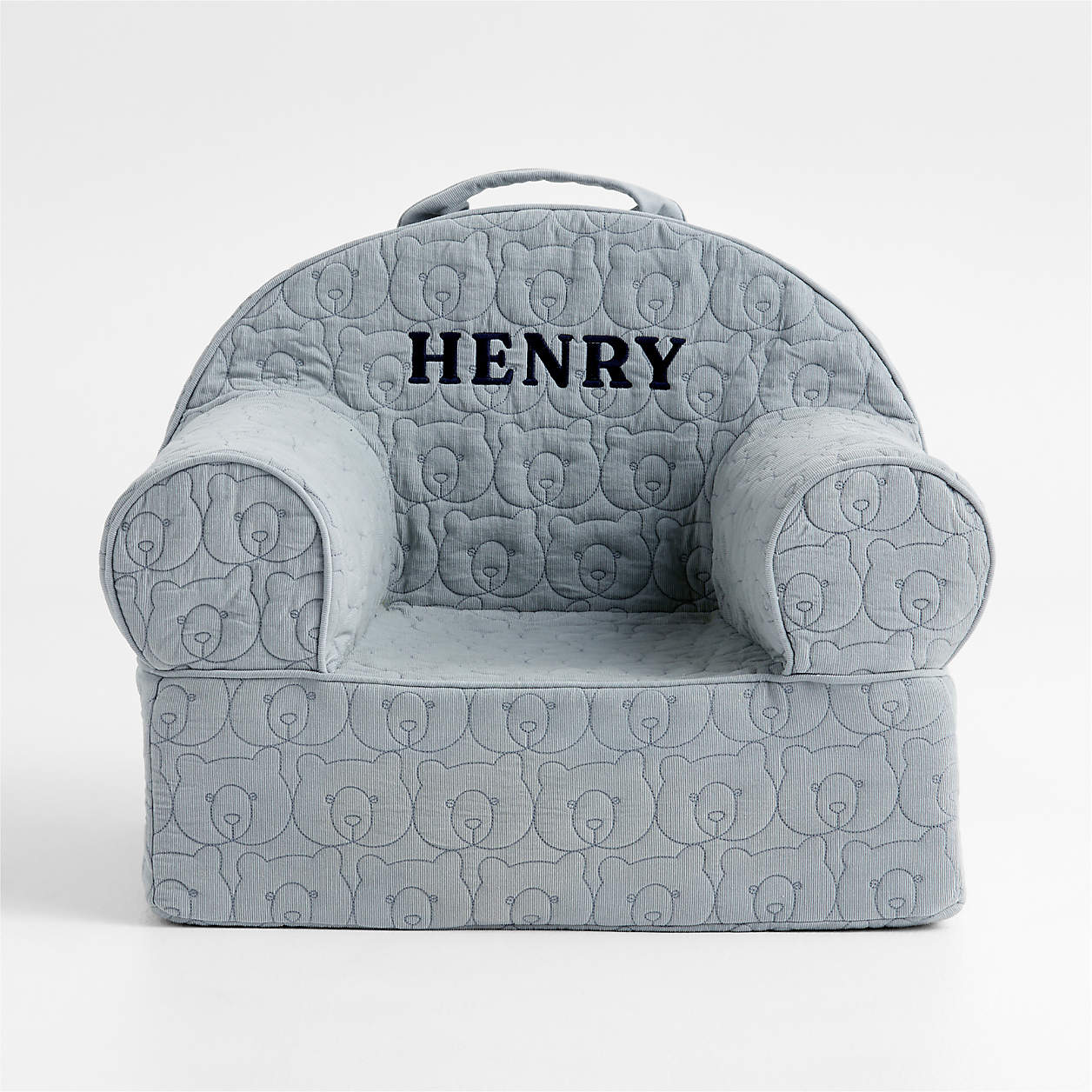 Henry Mist Grey Cotton Quilted Corduroy Kids Lounge Chair
