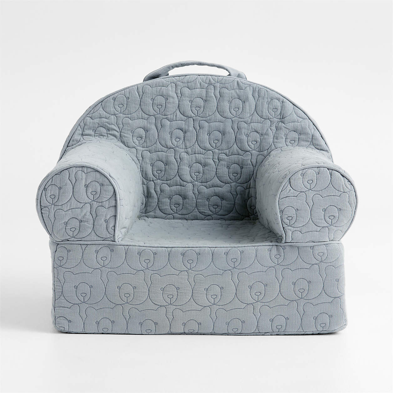 Henry Mist Grey Cotton Quilted Corduroy Kids Lounge Chair