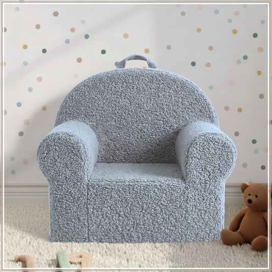 Henry Mist Grey Cotton Quilted Corduroy Kids Lounge Chair | Nestroots