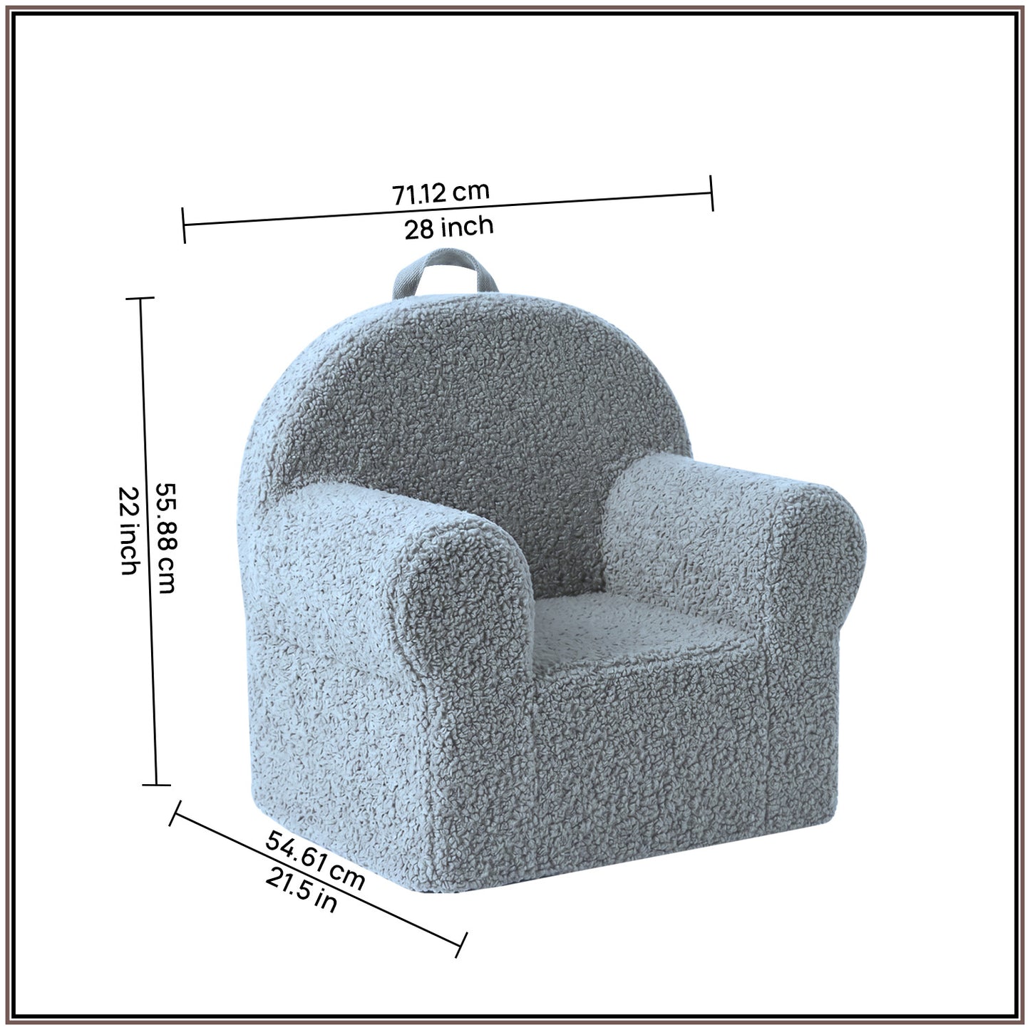 Henry Mist Grey Cotton Quilted Corduroy Kids Lounge Chair | Nestroots