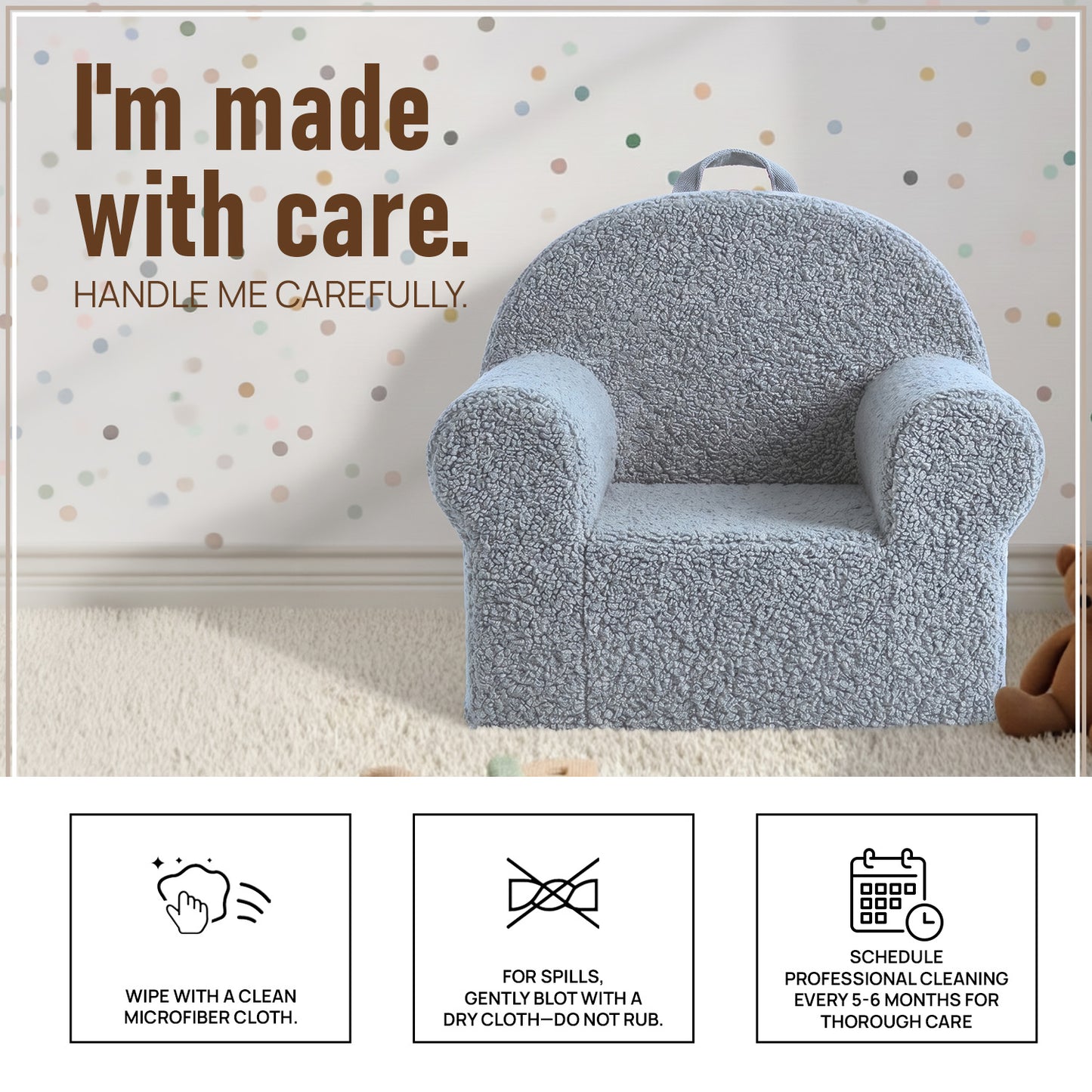 Henry Mist Grey Cotton Quilted Corduroy Kids Lounge Chair | Nestroots
