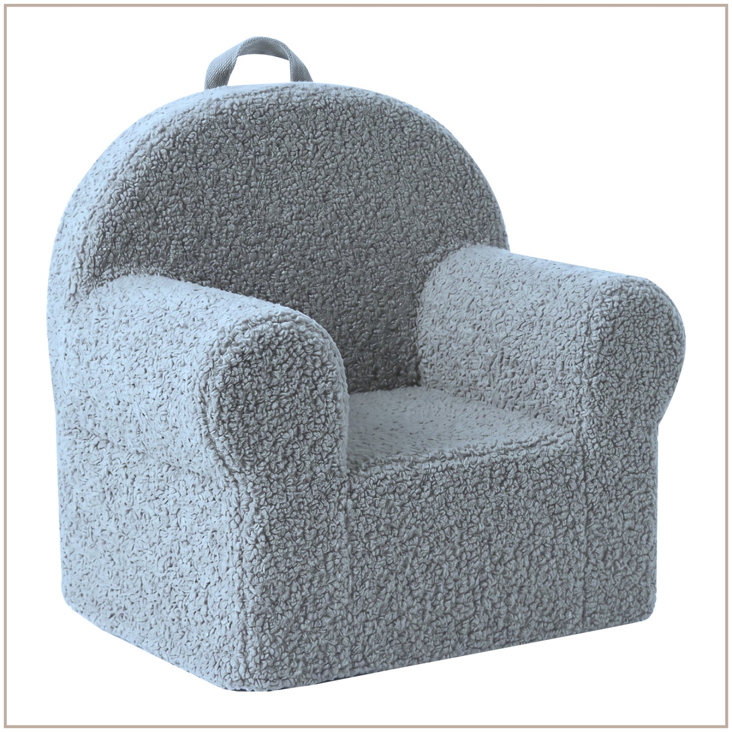Henry Mist Grey Cotton Quilted Corduroy Kids Lounge Chair | Nestroots
