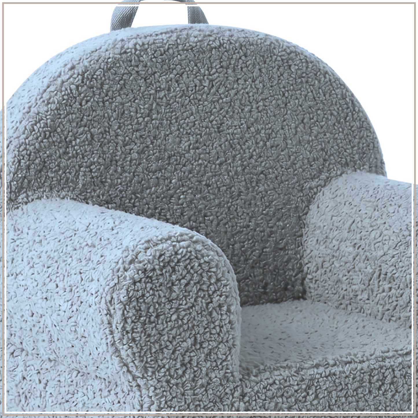 Henry Mist Grey Cotton Quilted Corduroy Kids Lounge Chair | Nestroots