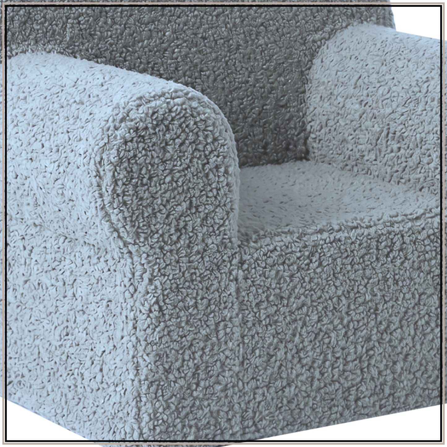 Henry Mist Grey Cotton Quilted Corduroy Kids Lounge Chair | Nestroots