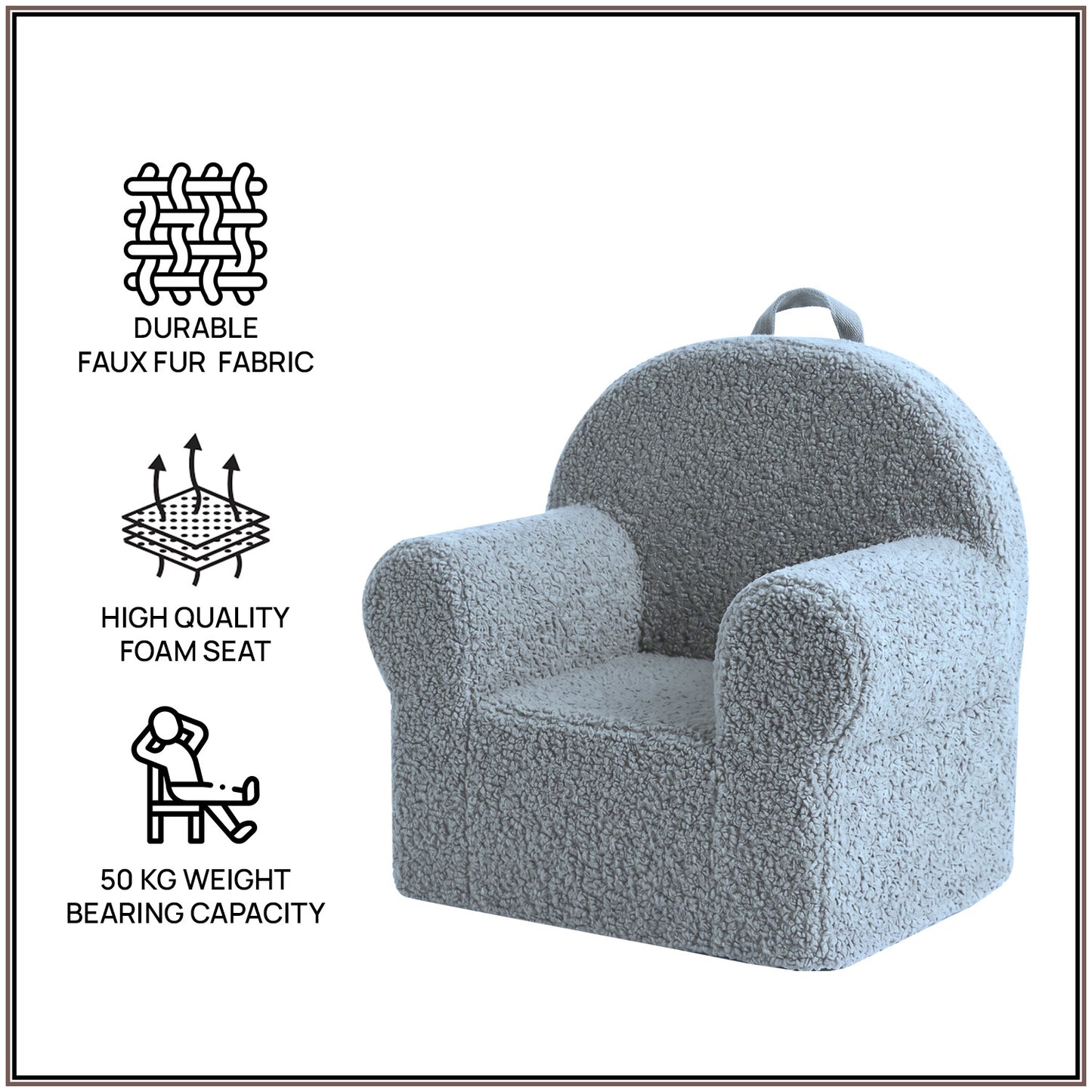 Henry Mist Grey Cotton Quilted Corduroy Kids Lounge Chair | Nestroots