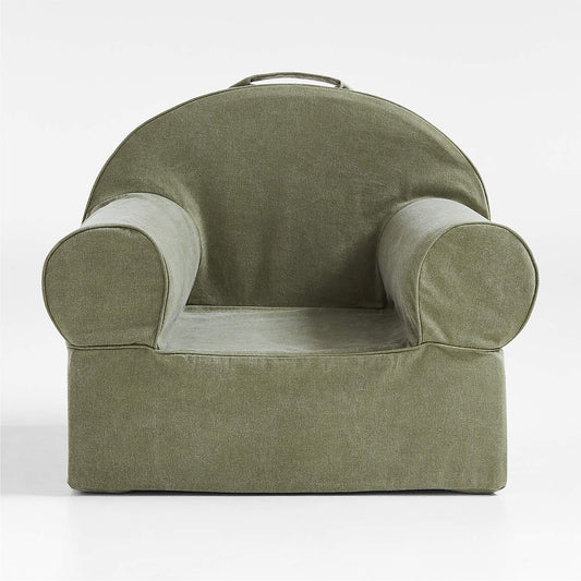 Olive Green Snuggle Cotton Kids Lounge Chair