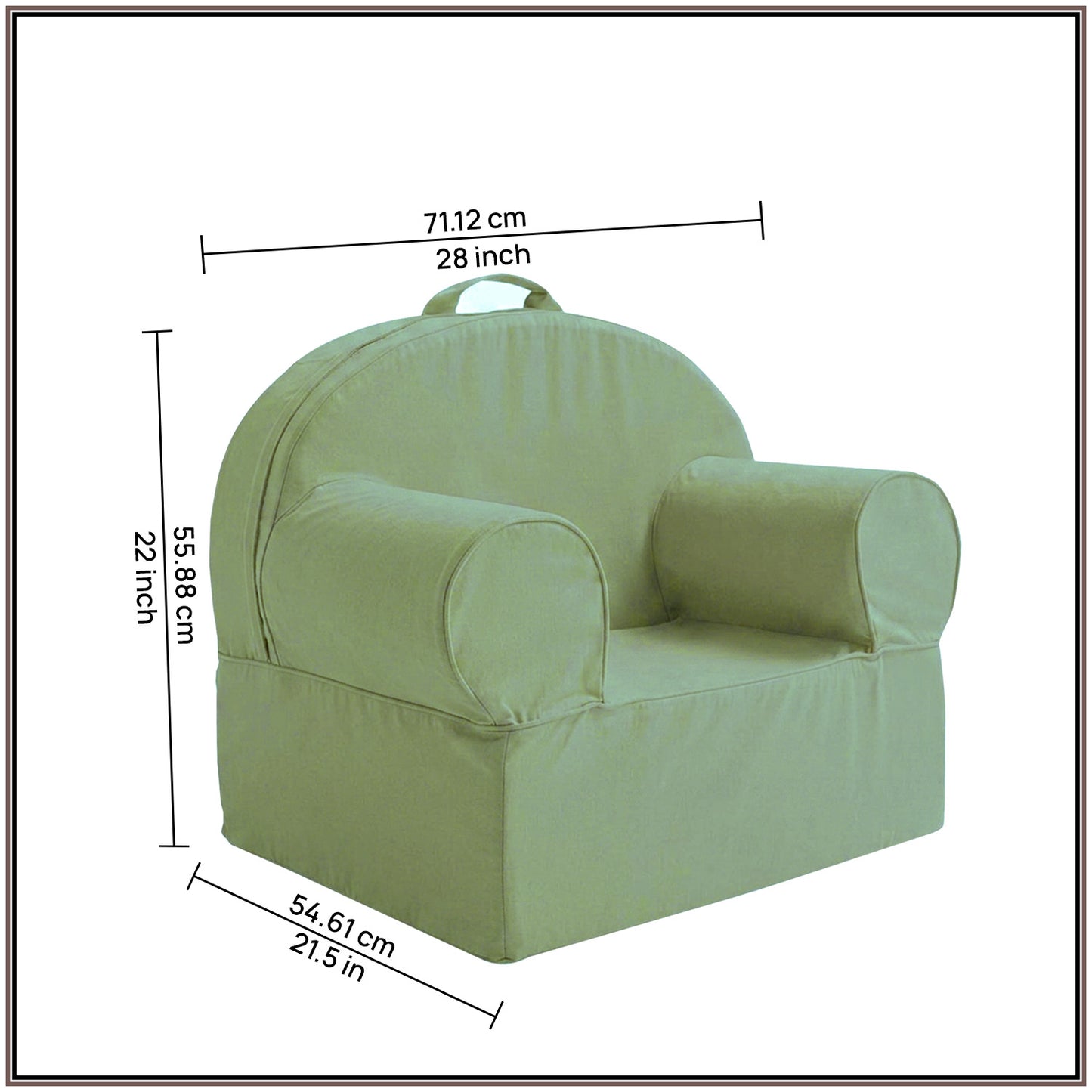 Olive Green Snuggle Cotton Kids Lounge Chair | Nestroots