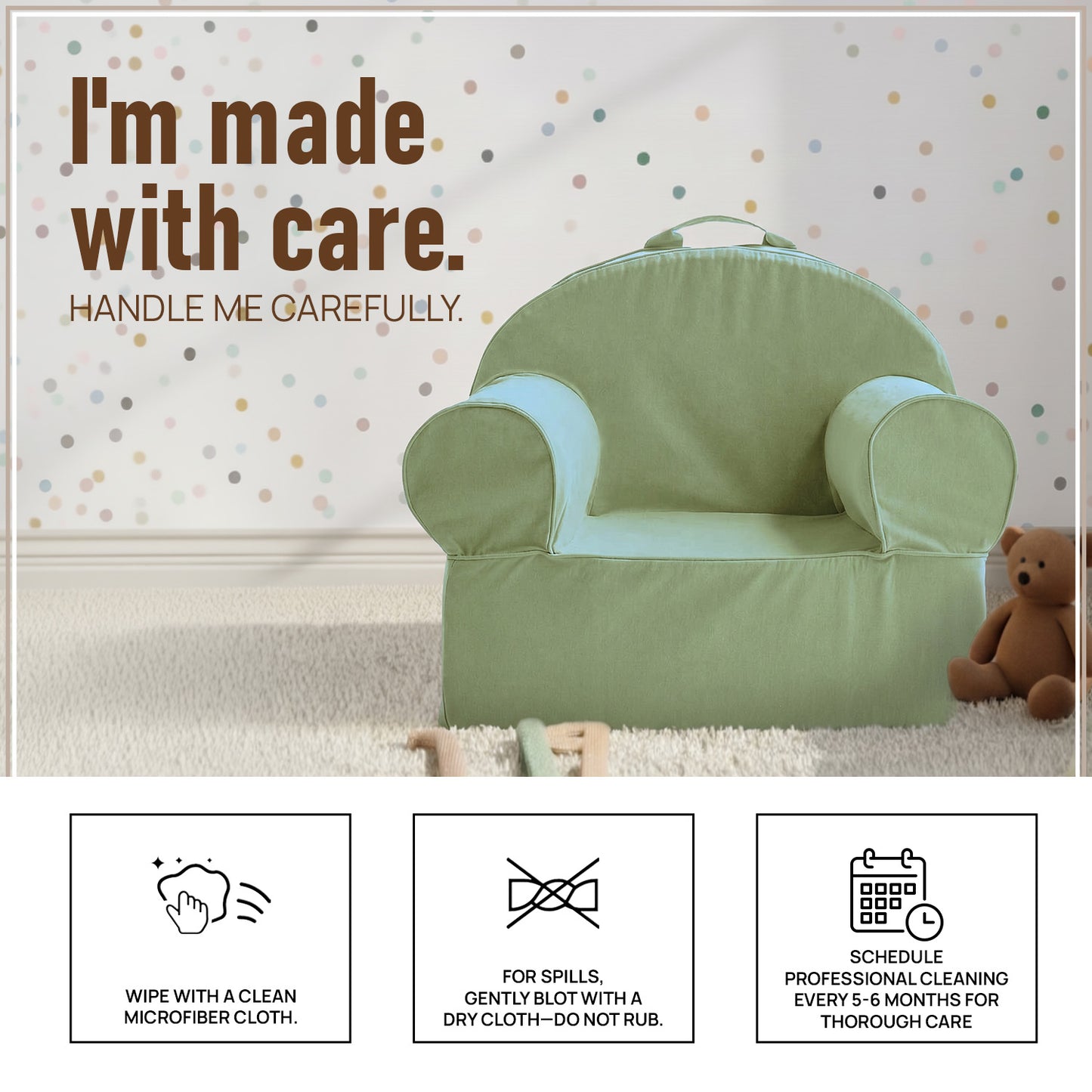 Olive Green Snuggle Cotton Kids Lounge Chair | Nestroots
