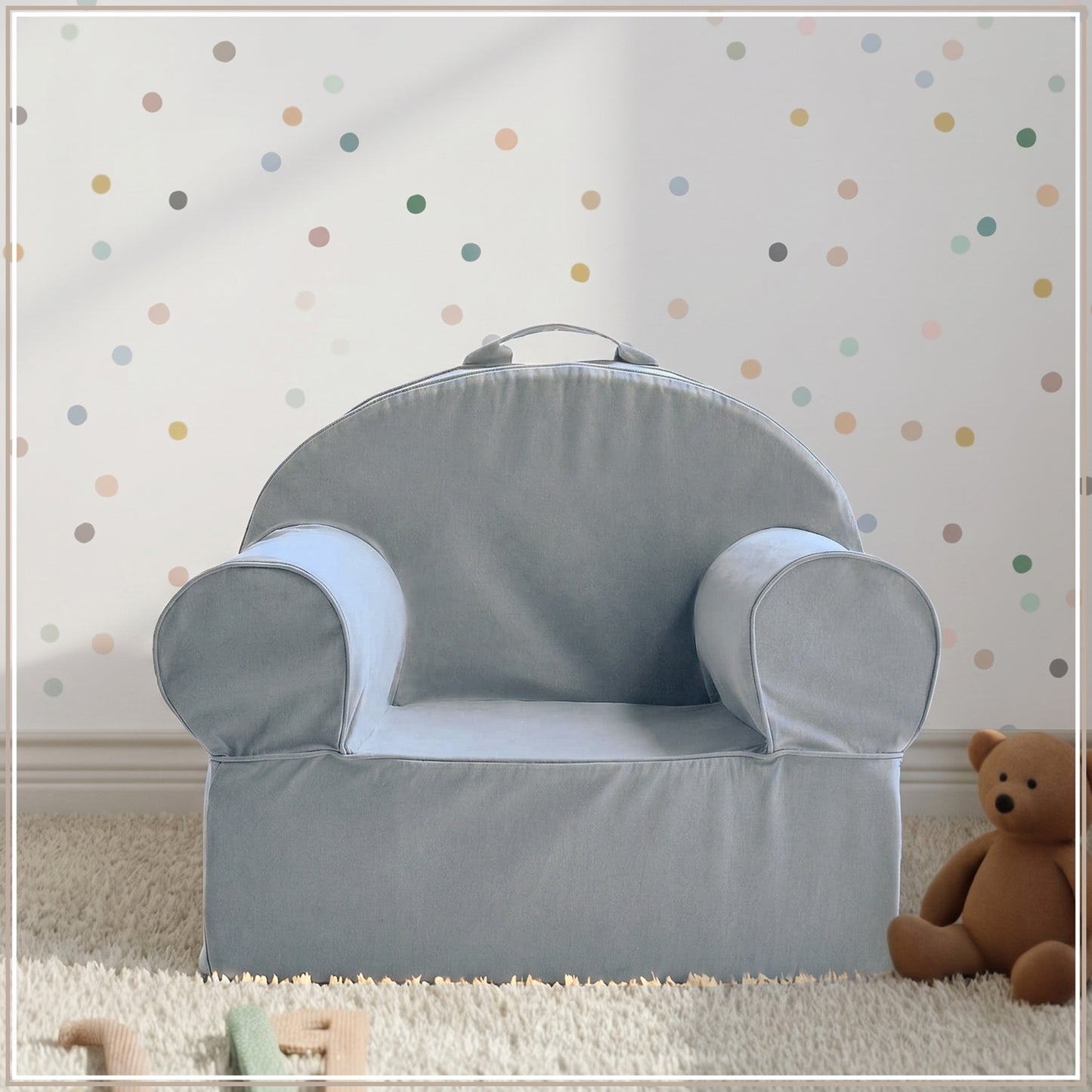 Navy Blue Snuggle Cotton Kids Lounge Chair | Nestroots