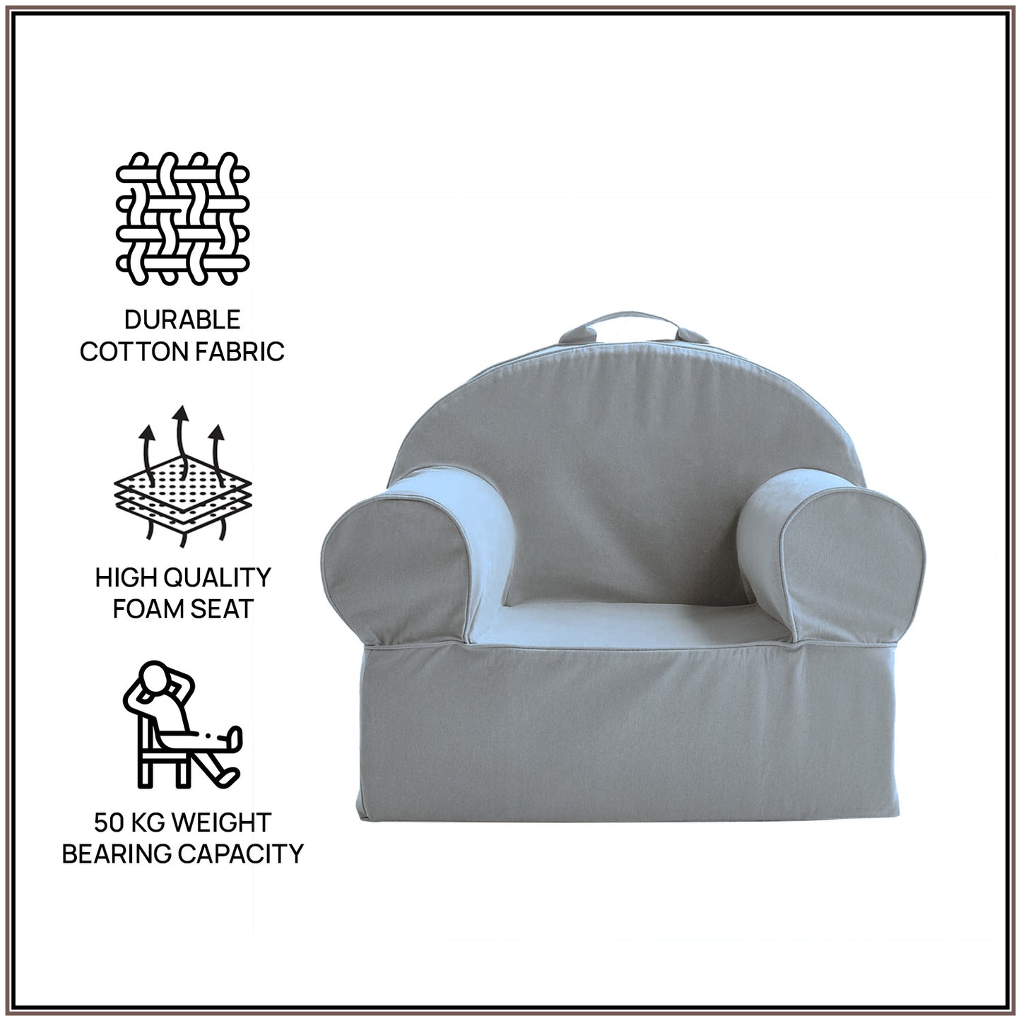 Navy Blue Snuggle Cotton Kids Lounge Chair | Nestroots
