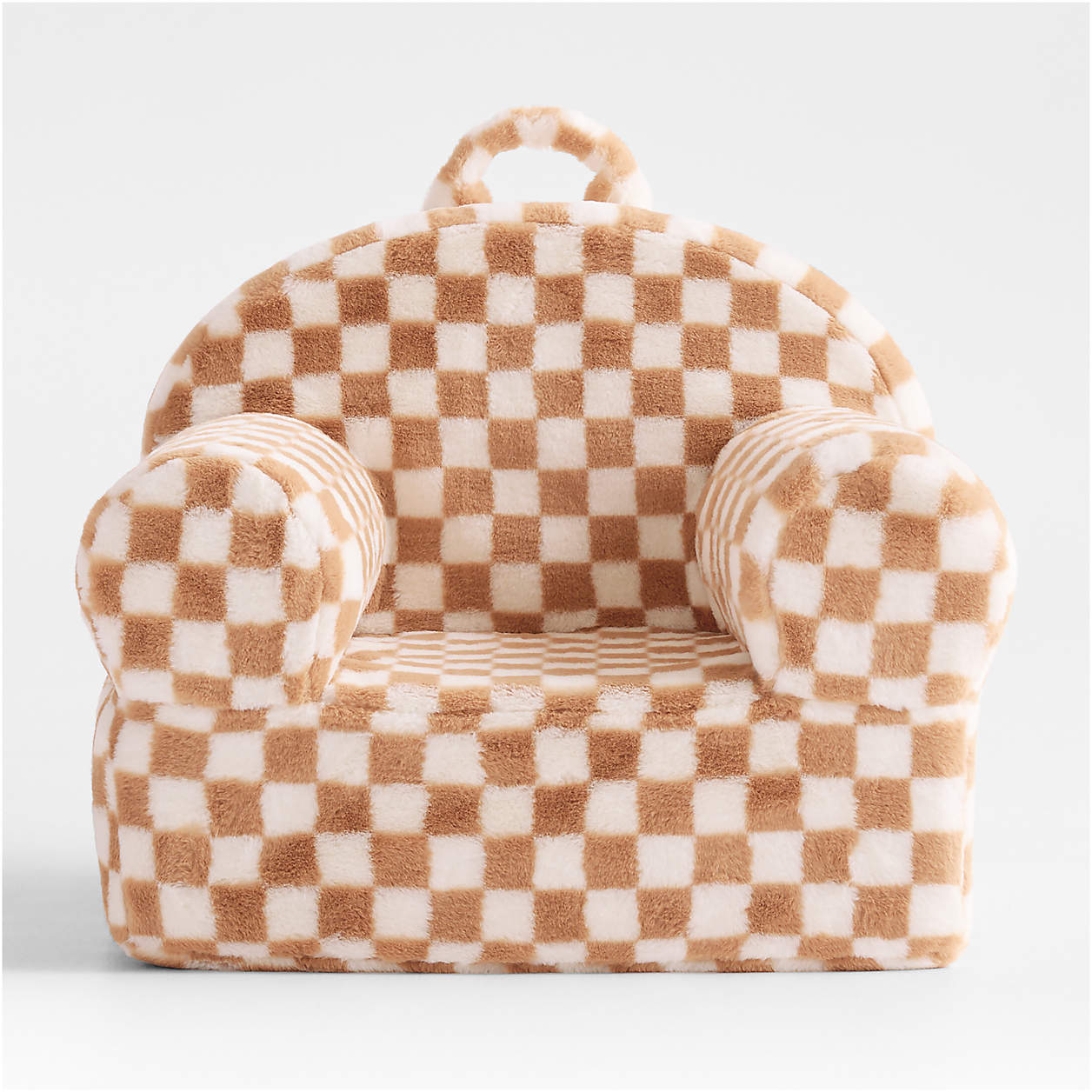 Caramel Checkered Snuggle Faux Fur Kids Lounge Chair