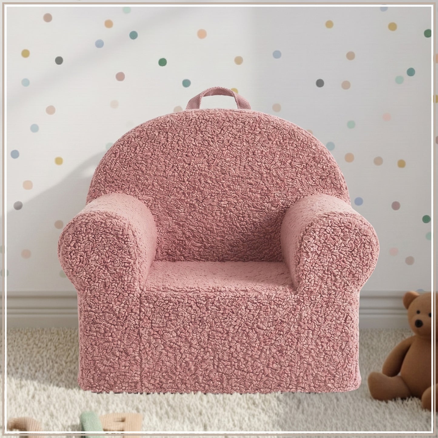 Caramel Checkered Snuggle Faux Fur Kids Lounge Chair | Nestroots