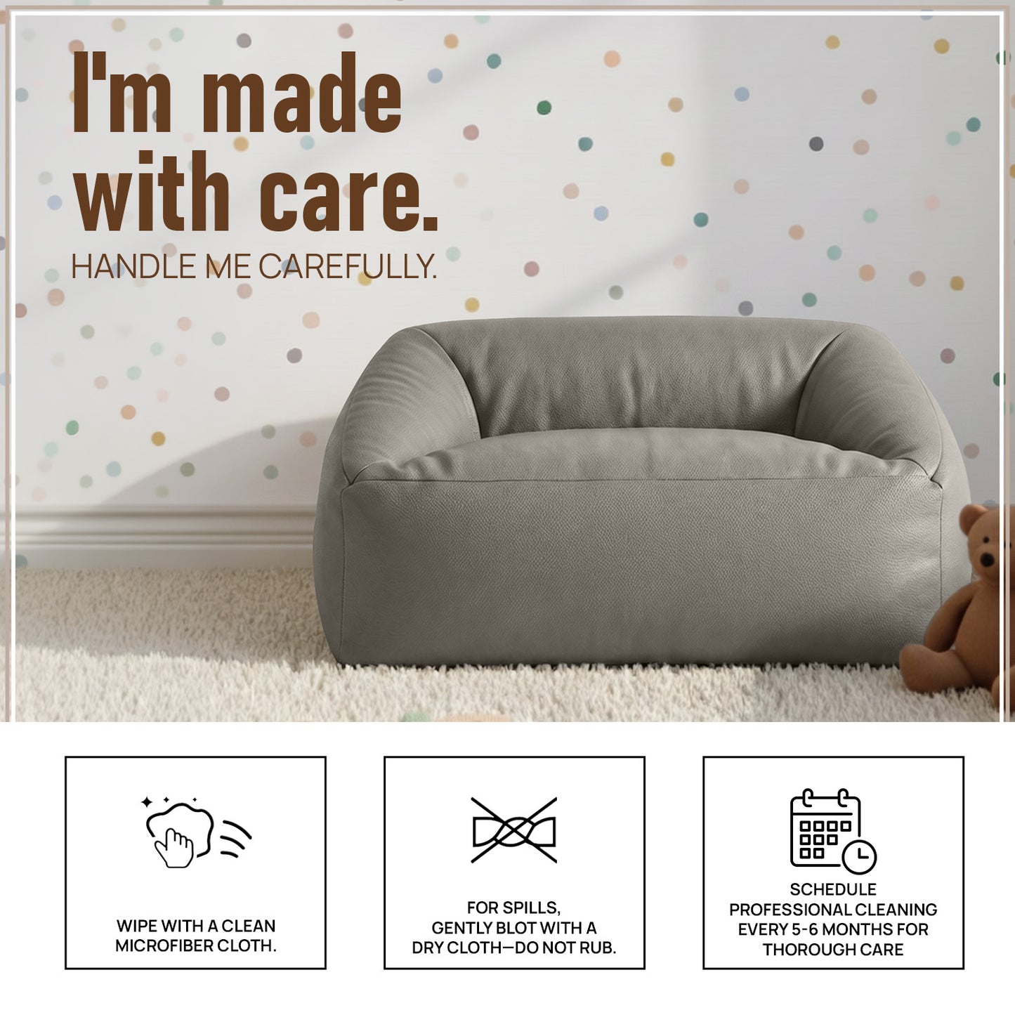 Ash Grey Cloud Velvet Corduroy Kids Sofa Chair | Nestroots
