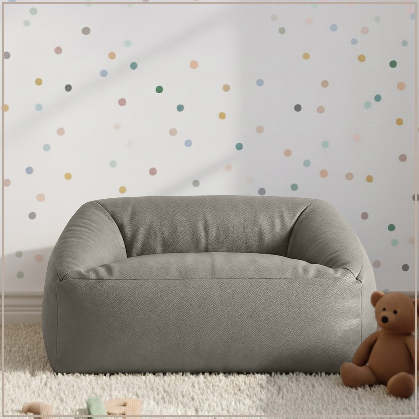 Ash Grey Cloud Velvet Corduroy Kids Sofa Chair | Nestroots
