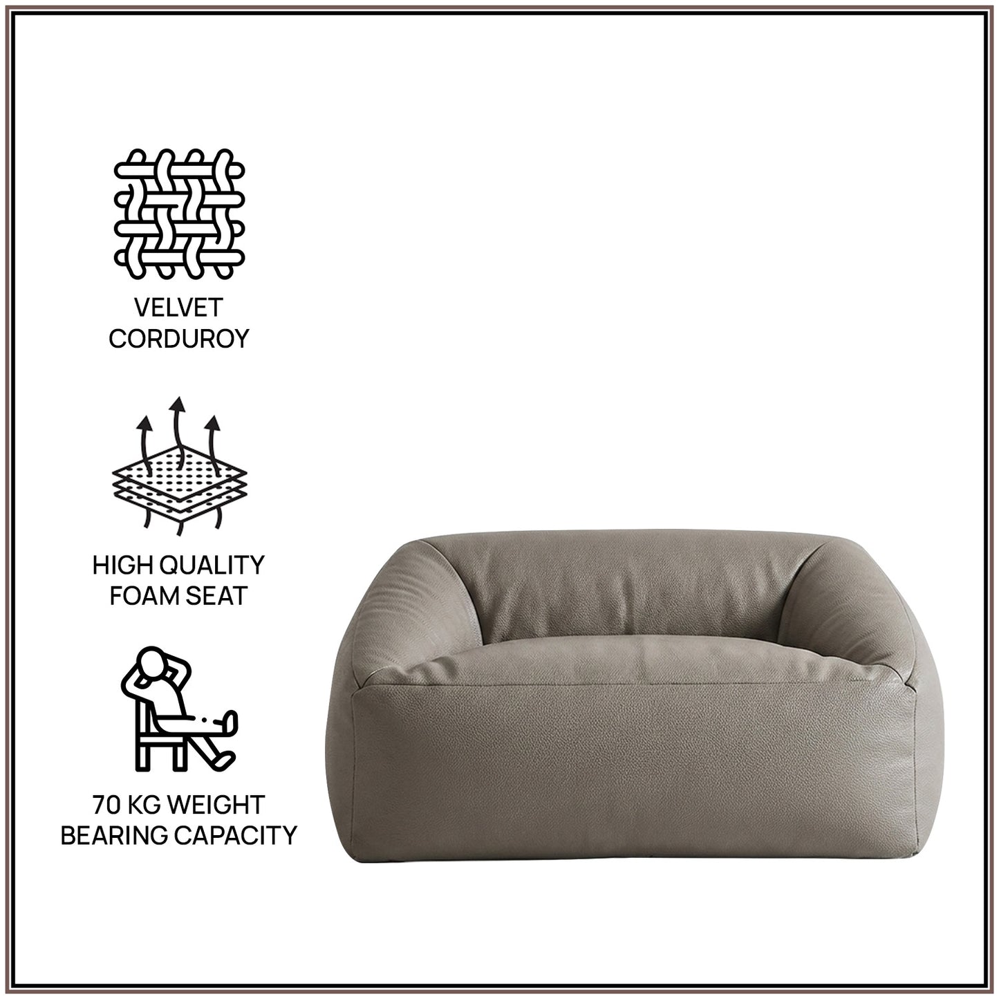 Ash Grey Cloud Velvet Corduroy Kids Sofa Chair | Nestroots