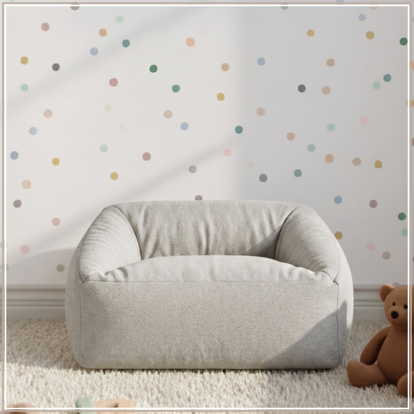 Beige Corduroy Velvet Corduroy Kids Sofa Chair | Nestroots