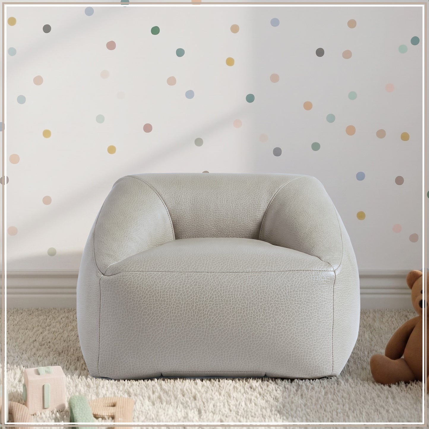 Sand Beige Corduroy Cotton Boucle Kids Sofa Chair | Nestroots