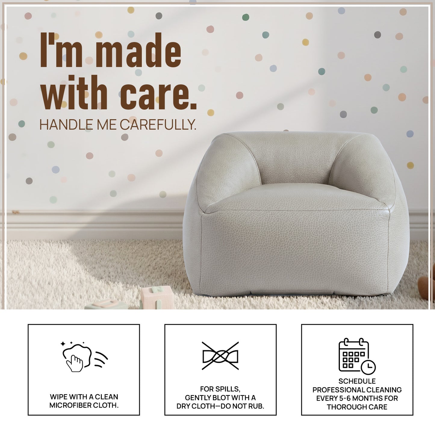 Sand Beige Corduroy Cotton Boucle Kids Sofa Chair | Nestroots