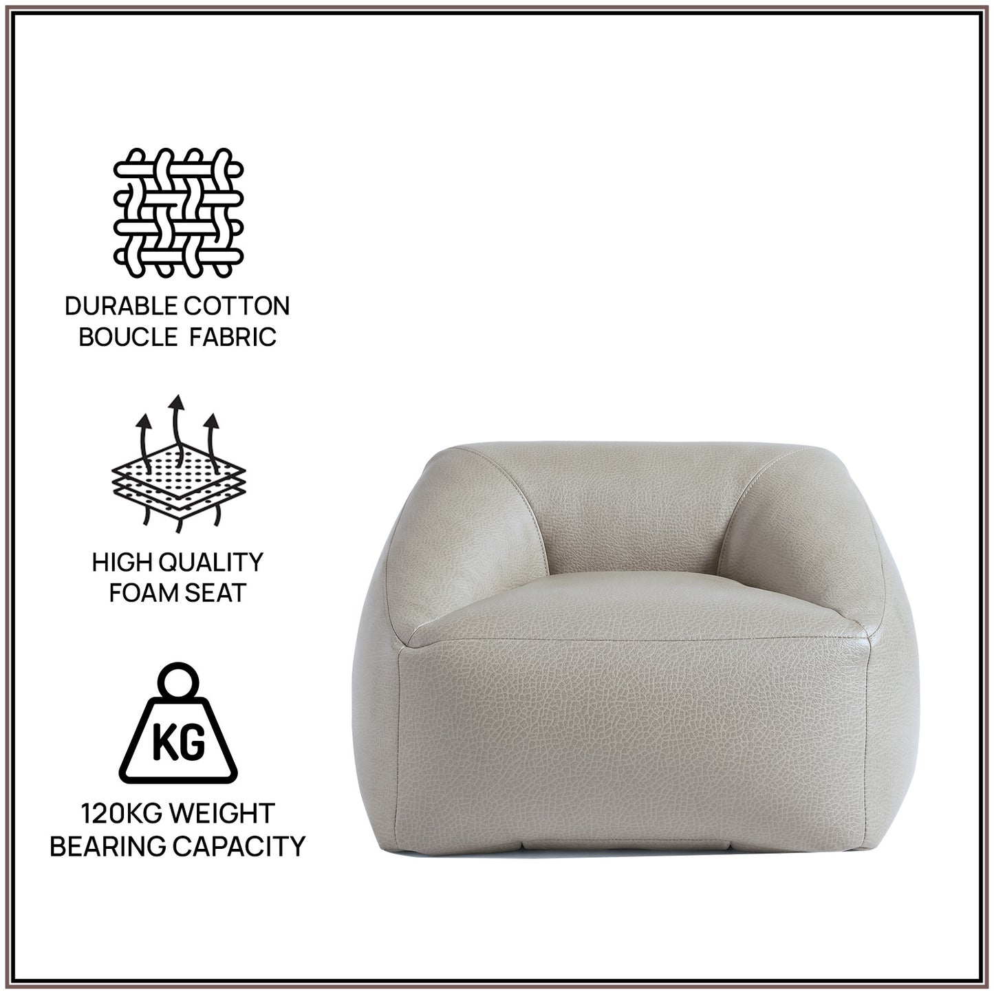Sand Beige Corduroy Cotton Boucle Kids Sofa Chair | Nestroots