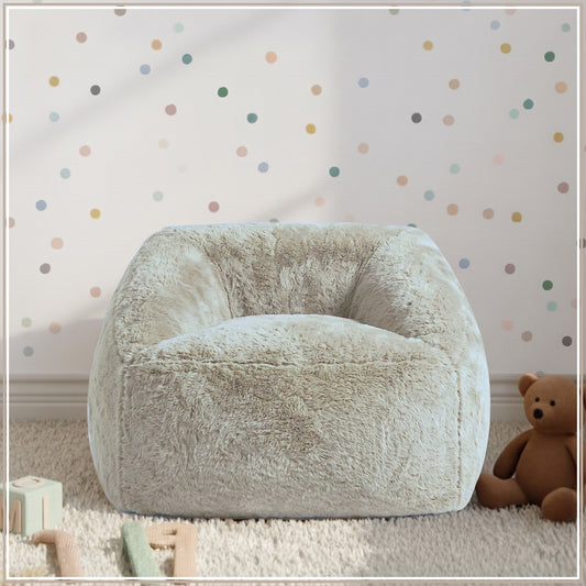 Beige Stripe Organic Cotton Kids Sofa Chair | Nestroots
