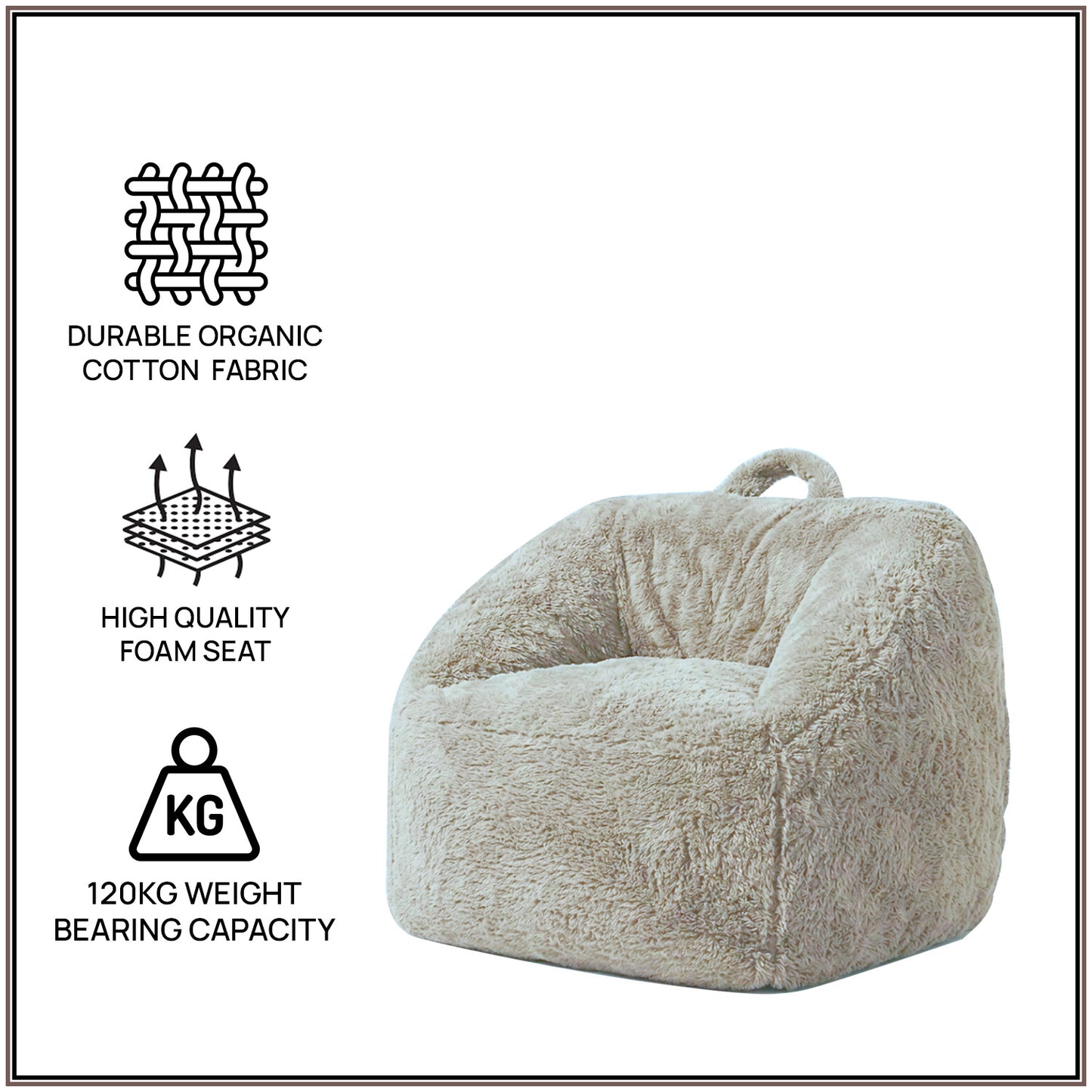 Beige Stripe Organic Cotton Kids Sofa Chair | Nestroots