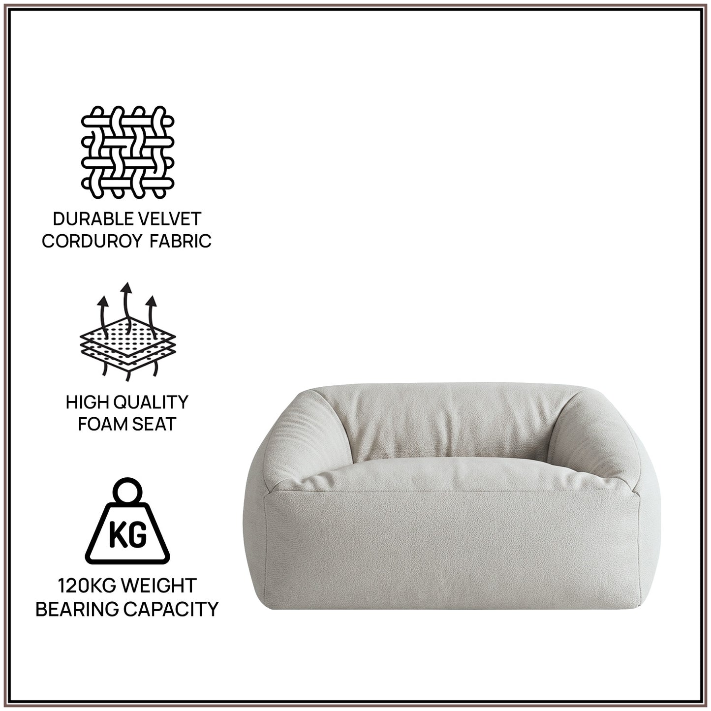 Soft Cream Cloud Velvet Corduroy Kids Sofa Chair | Nestroots