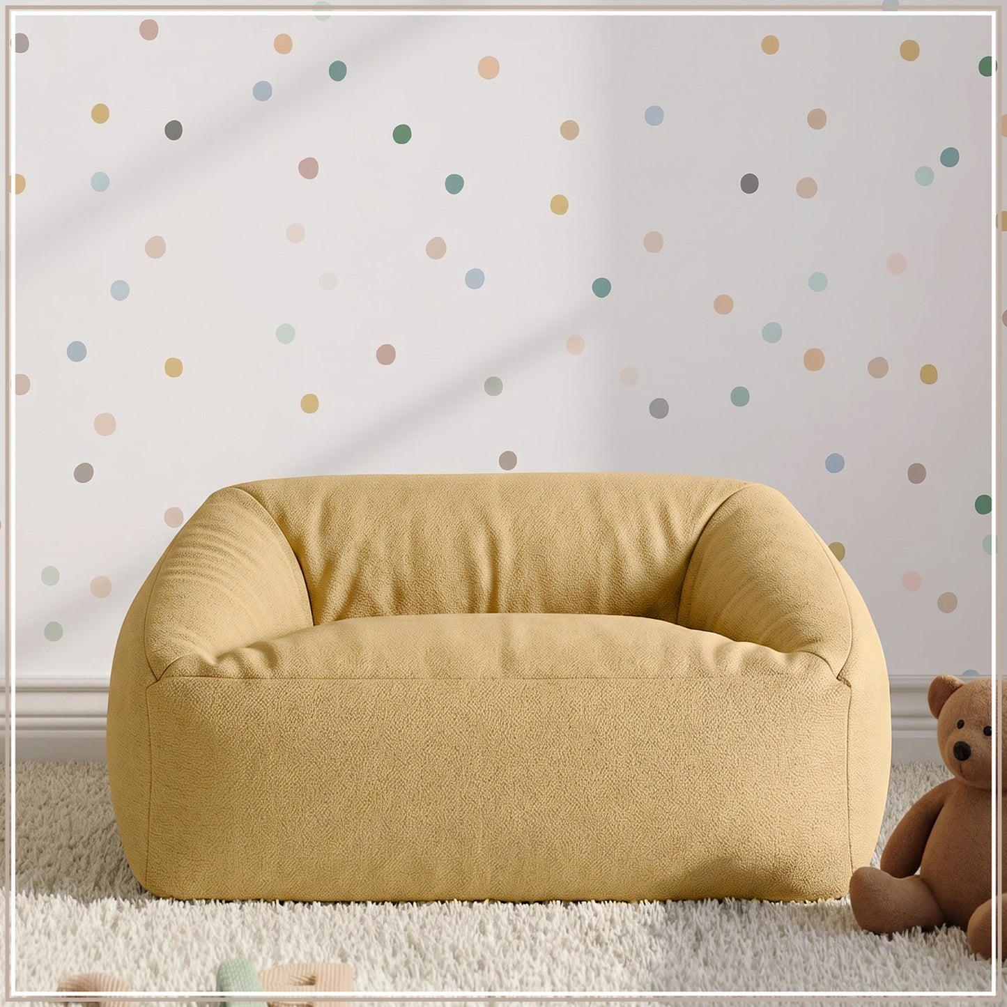 Mustard Puff Velvet Corduroy Kids Lounge Chair | Nestroots