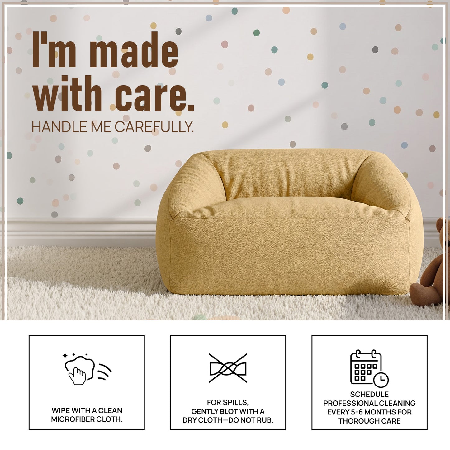 Mustard Puff Velvet Corduroy Kids Lounge Chair | Nestroots