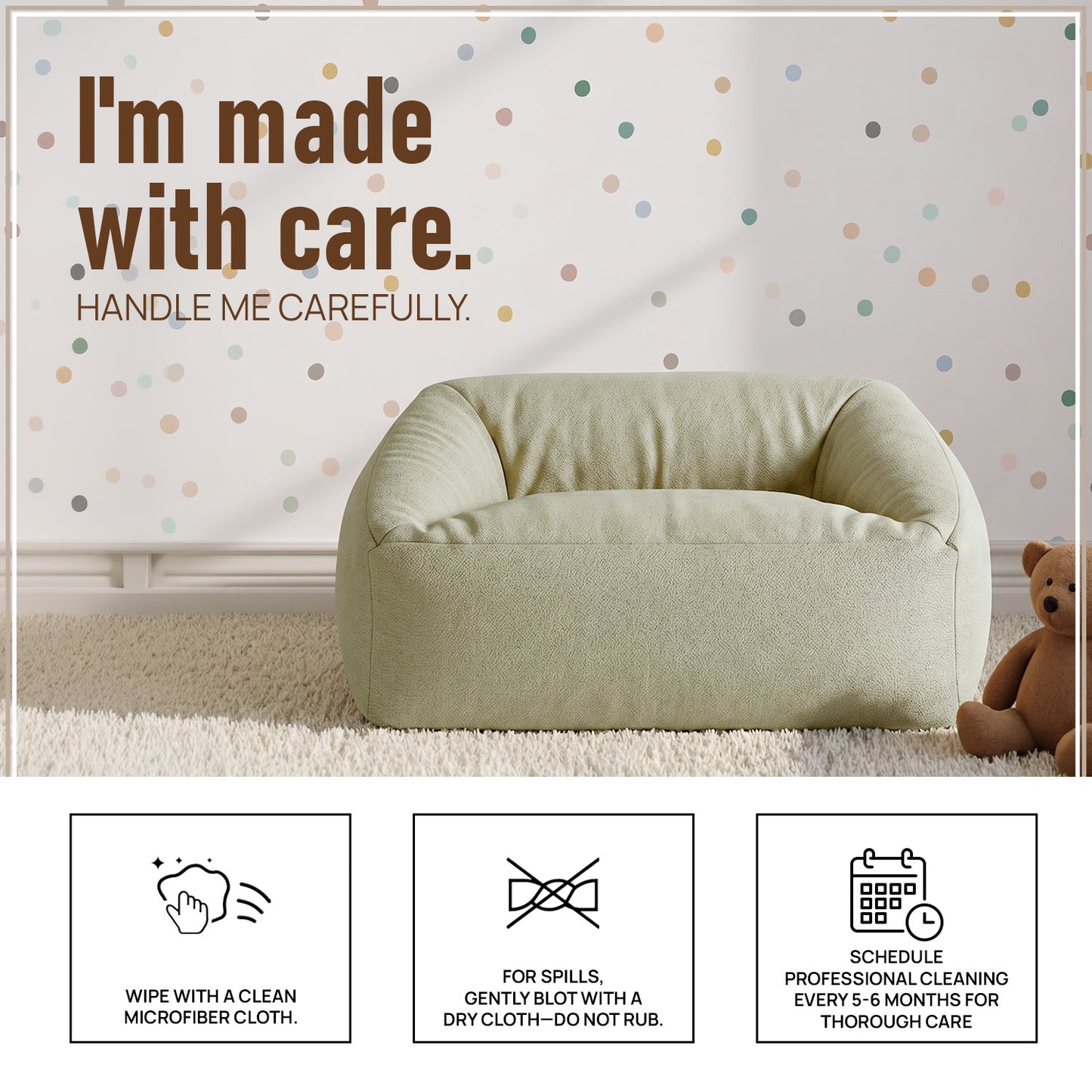 Sage Puff Velvet Corduroy Kids Lounge Chair | Nestroots