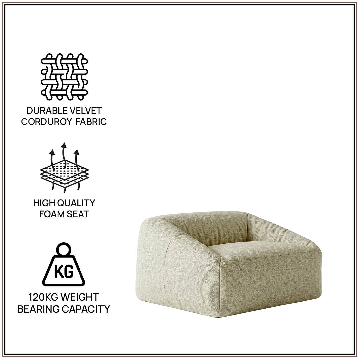 Sage Puff Velvet Corduroy Kids Lounge Chair | Nestroots