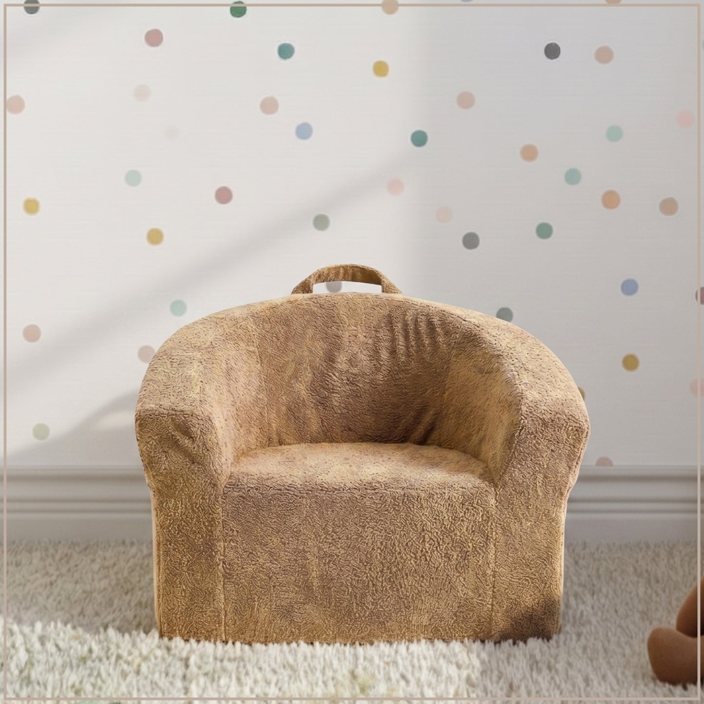 Sage Green Textured Organic Cotton Kids Lounge Chair | Nestroots