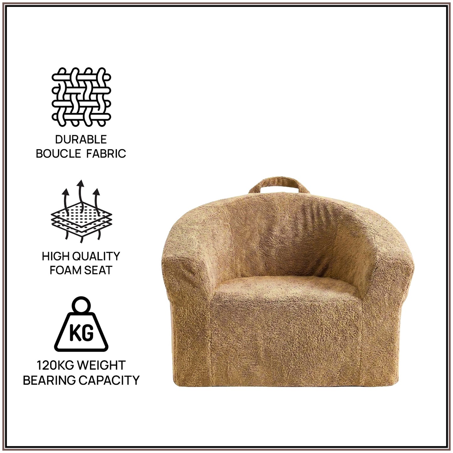 Sage Green Textured Organic Cotton Kids Lounge Chair | Nestroots