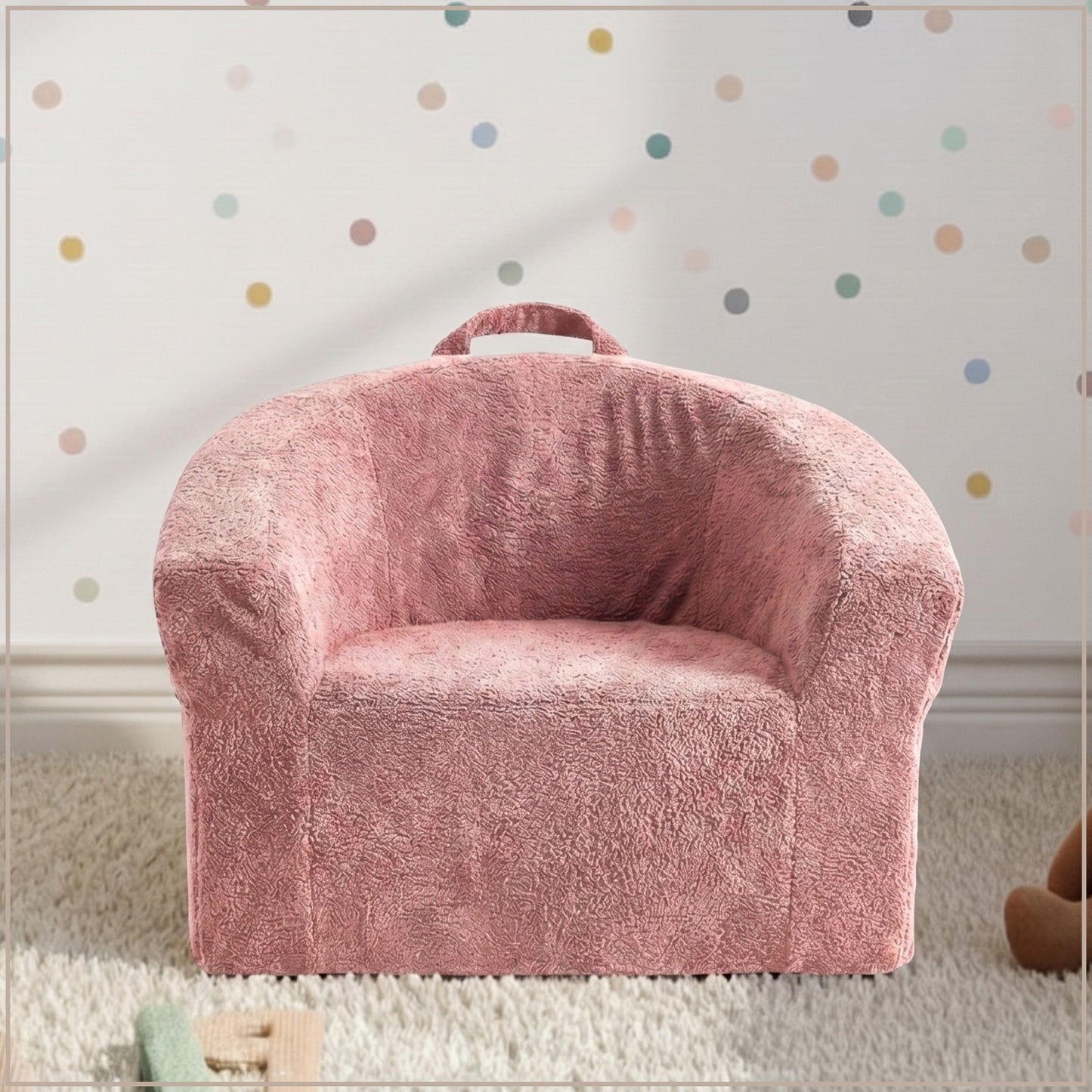 Coral Peach Textured Organic Cotton Kids Lounge Chair | Nestroots