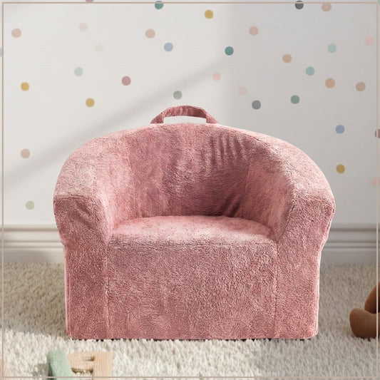 Coral Peach Textured Organic Cotton Kids Lounge Chair | Nestroots