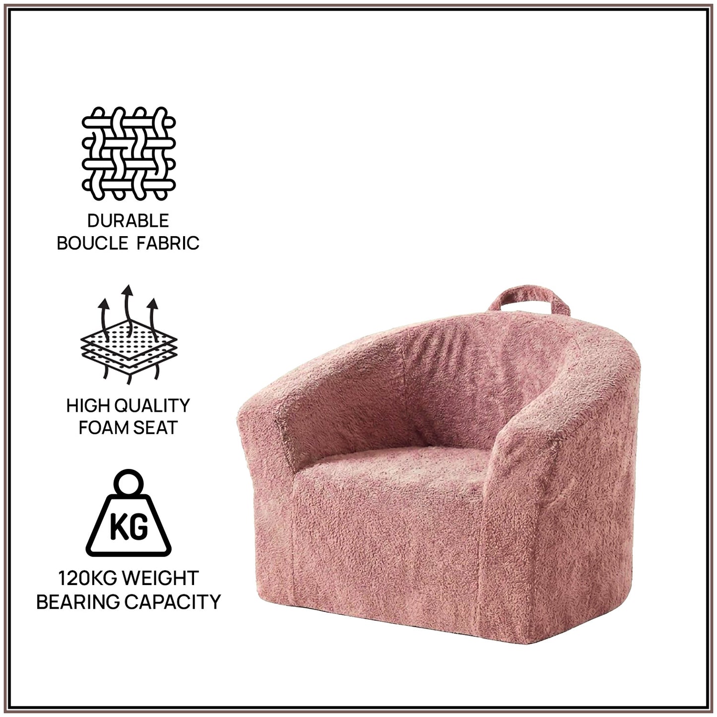 Coral Peach Textured Organic Cotton Kids Lounge Chair | Nestroots
