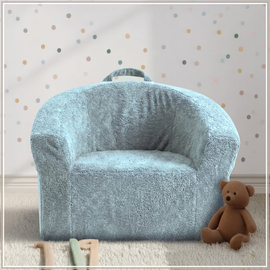 Mist Grey Textured Organic Cotton Kids Lounge Chair | Nestroots