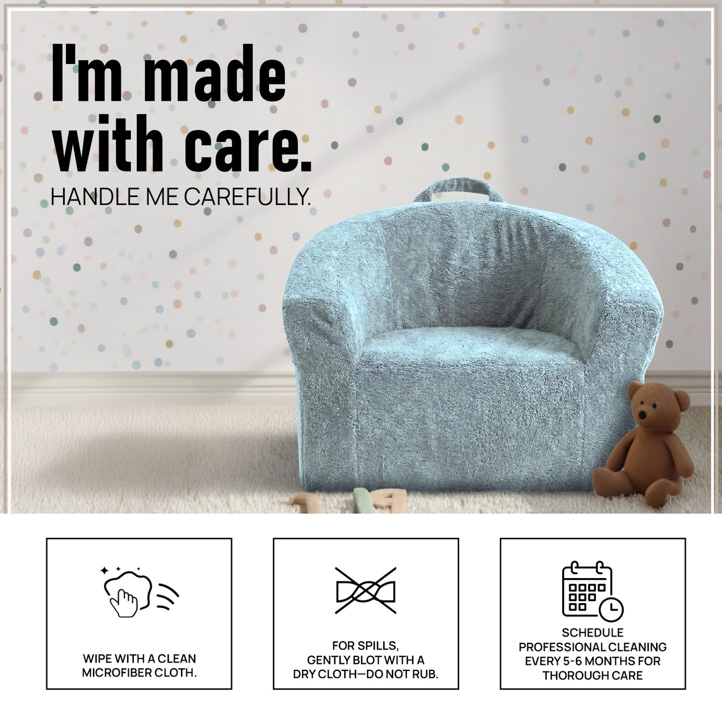 Mist Grey Textured Organic Cotton Kids Lounge Chair | Nestroots