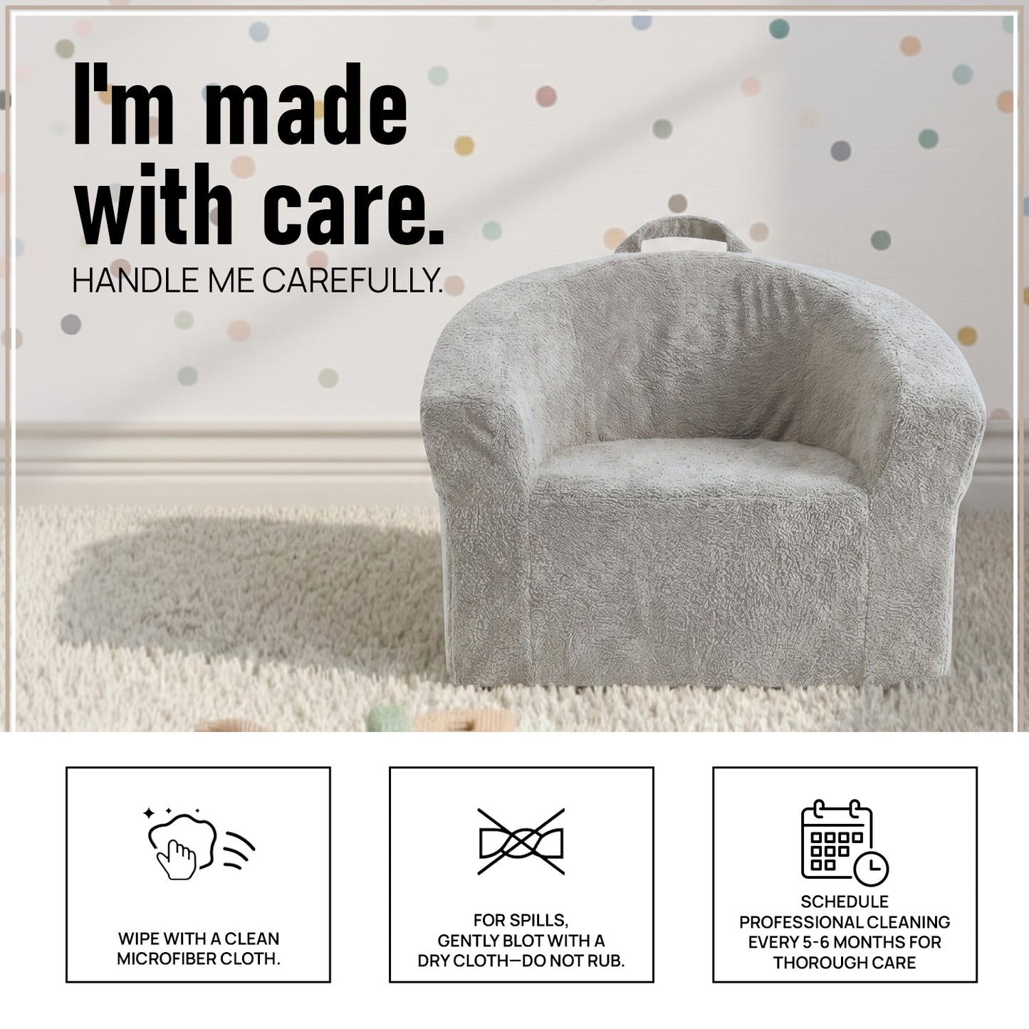 Ivory Teddy Plush Mangolian Faux Fur Kids Lounge Chair | Nestroots