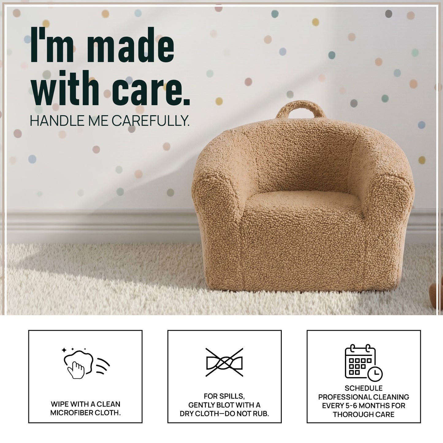 Caramel Teddy Mangolian Faux Fur Kids Sofa Chair | Nestroots