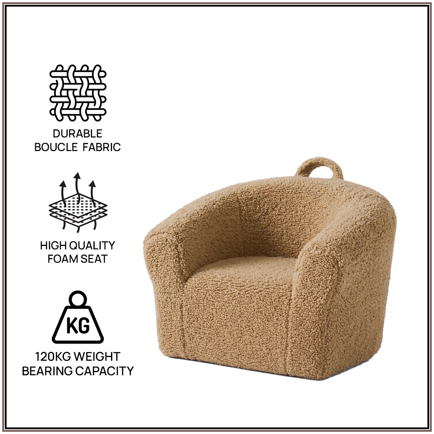 Caramel Teddy Mangolian Faux Fur Kids Sofa Chair | Nestroots