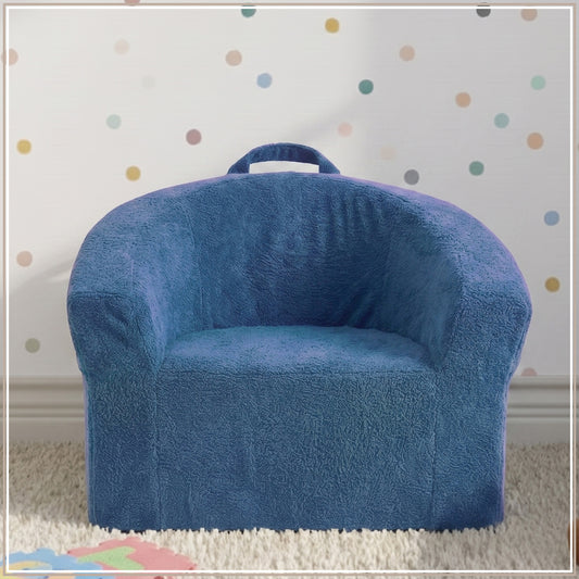 Aiden Navy Blue Puffy Organic Cotton Kids Lounge Chair | Nestroots