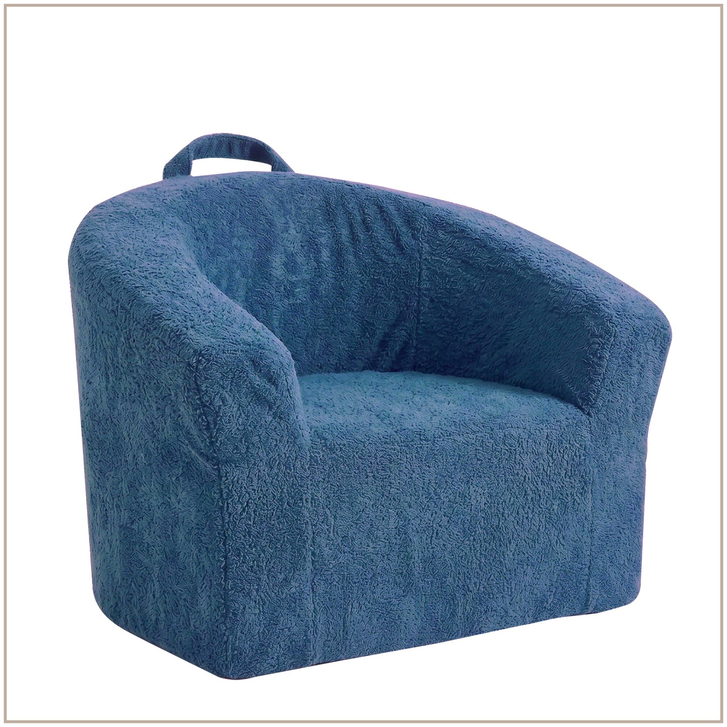Aiden Navy Blue Puffy Organic Cotton Kids Lounge Chair | Nestroots