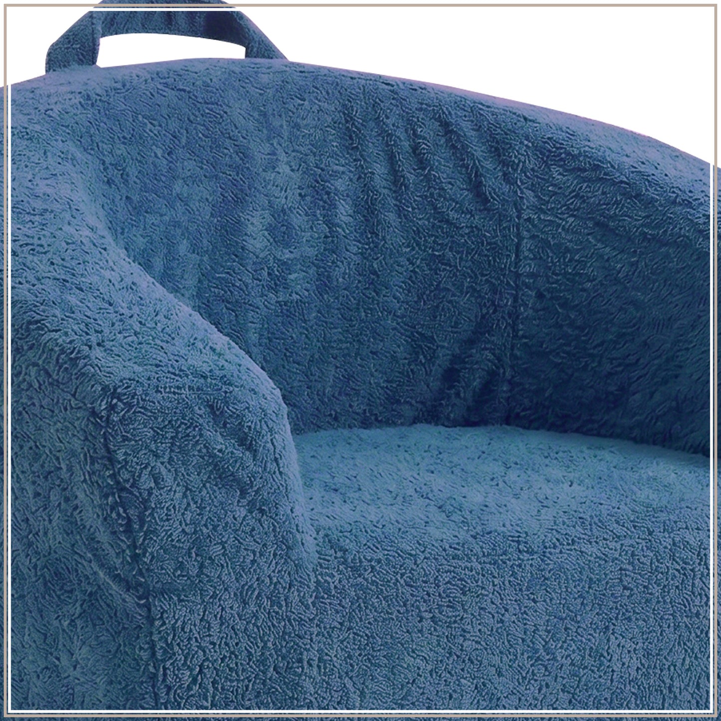 Aiden Navy Blue Puffy Organic Cotton Kids Lounge Chair | Nestroots