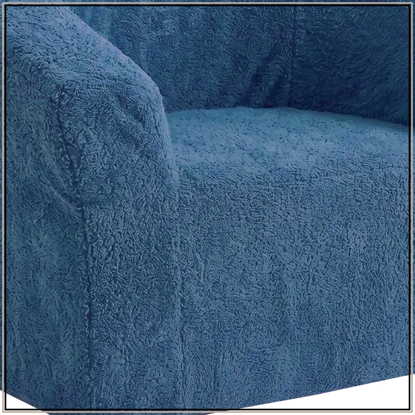 Aiden Navy Blue Puffy Organic Cotton Kids Lounge Chair | Nestroots