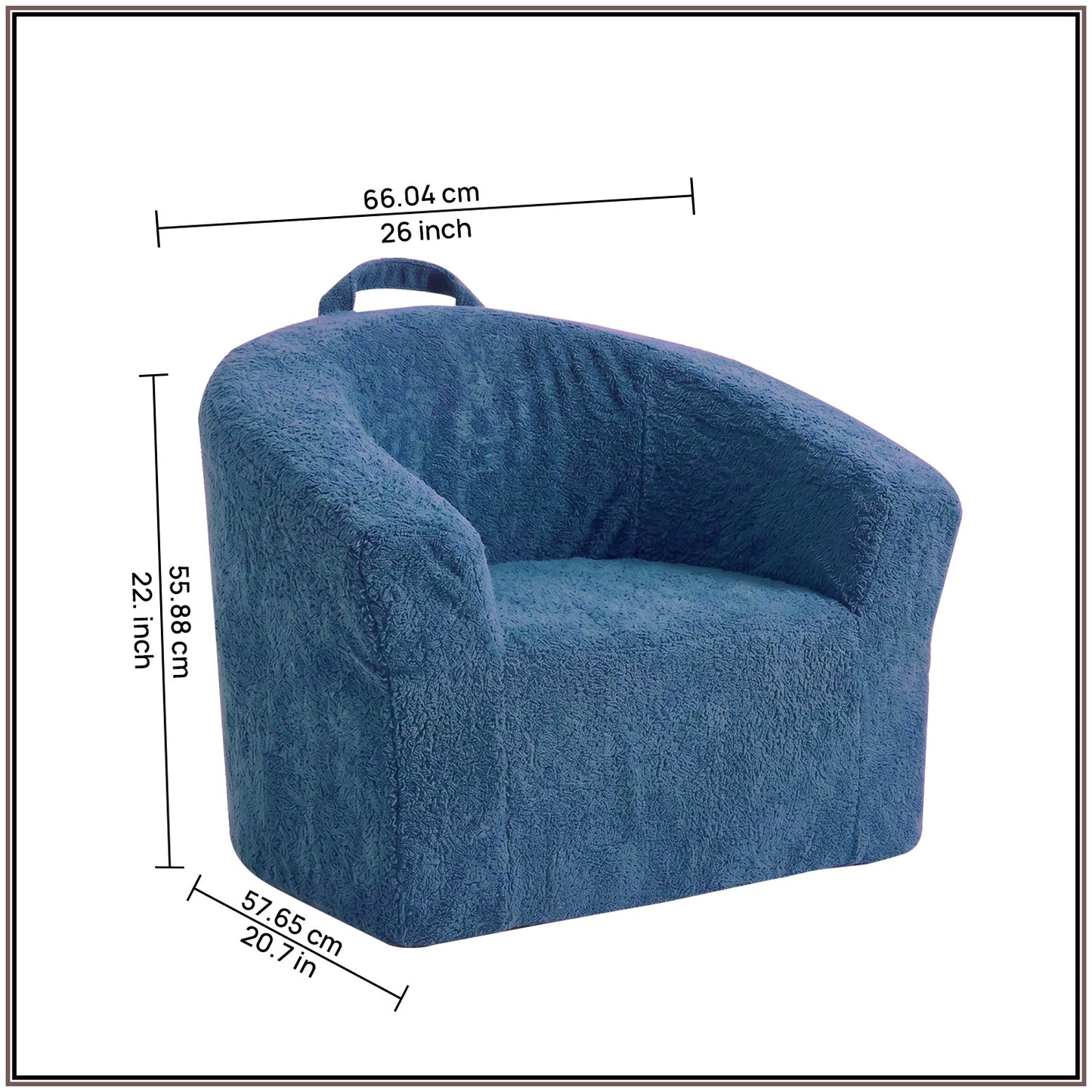 Aiden Navy Blue Puffy Organic Cotton Kids Lounge Chair | Nestroots
