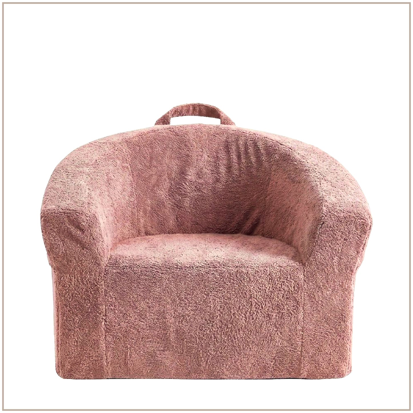 Chloe Soft Pink Puffy Organic Cotton Kids Lounge Chair | Nestroots