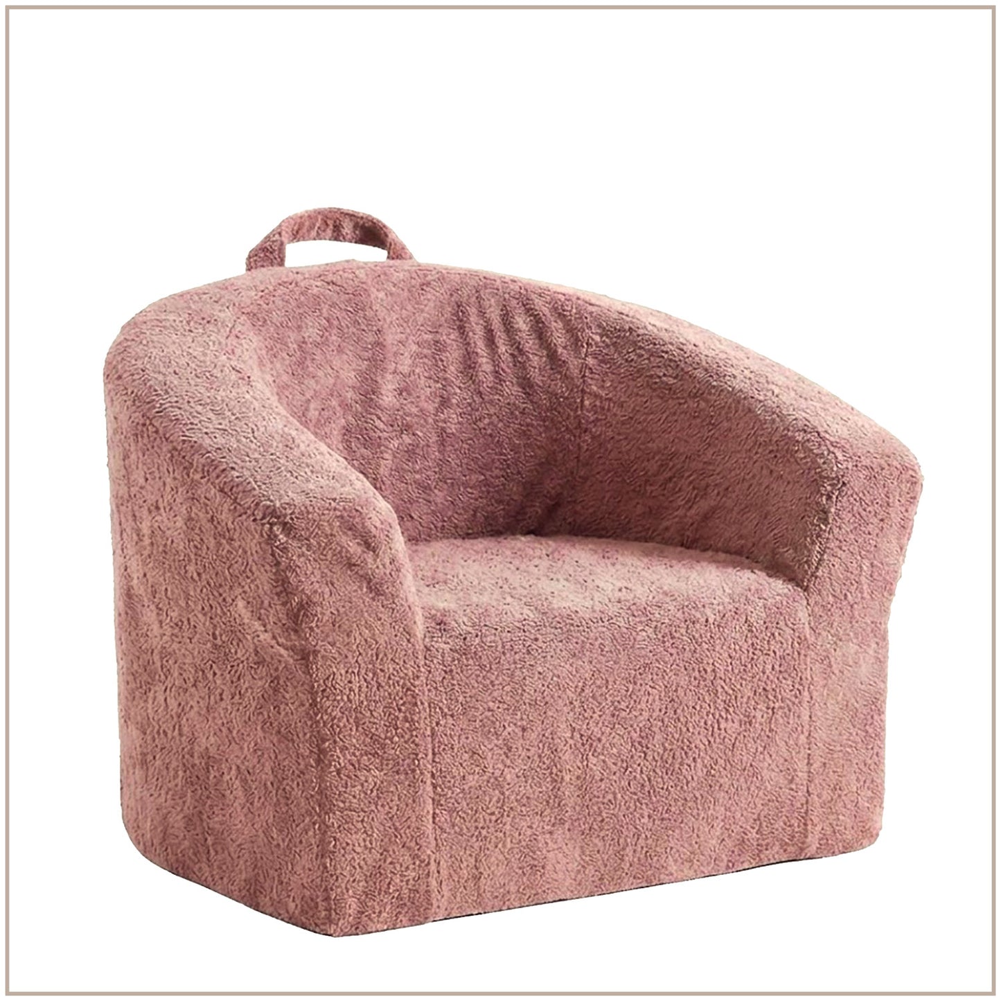 Chloe Soft Pink Puffy Organic Cotton Kids Lounge Chair | Nestroots